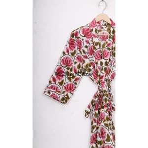 Bata Kimono 100% Algodón con Estampado Floral, Transpirable y Romántica, para Mujer, Ropa de Noche de Verano, Túnica de Playa con Logo Trasero - Product Image 5