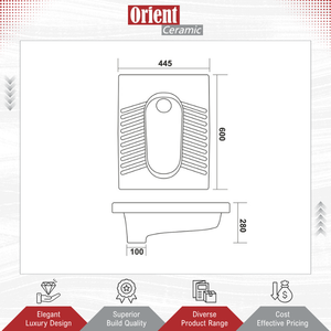 Proveedor Mayorista de Artículos Sanitarios de la Mejor Calidad, Inodoro de Cerámica Blanca Estilo Indio para Baño, en Venta - Product Image 2