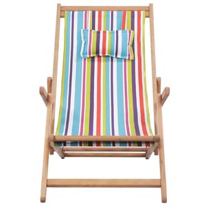 Silla de playa plegable de tela multicolor y marco de madera - Product Image 2