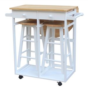 Solid Wood Semicircle Folding Dining Cart with 2 Free Stools Burlywood Replacement Code 32534704 - Product Image 1