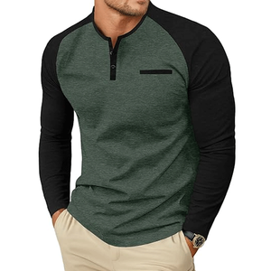 T-shirt à manches longues contrastant pour homme, style tendance, respirant, en polyester/coton, vente en gros OEM, idéal pour l'été - Product Image 2