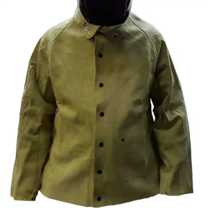 Veste de soudeur en cuir de vachette pleine fleur de qualité supérieure, résistante, avec éléments de sécurité réfléchissants, logo personnalisable, résistance à la chaleur et aux étincelles - Product Image 6