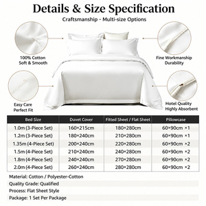Ensemble de housse de couette en coton satiné de luxe <span class=keywords><strong>80x80</strong></span> pour lit king-size, 4 pièces, ultra doux, blanc uni, 5 étoiles - Product Image 3