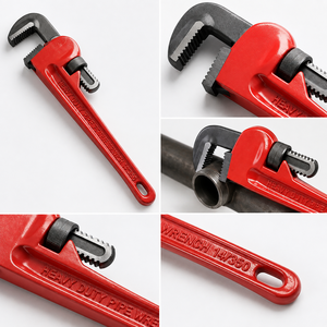 Clé à tuyau robuste 14 pouces 350 mm, clé de plomberie réglable en acier au carbone, outil de raccordement de tuyaux industriel, poignée rouge, robuste - Product Image 2