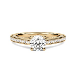 Anillo de compromiso único con diamante redondo de 0.75 quilates, diamante cultivado en laboratorio, en oro amarillo, blanco, rosa y platino de 18 quilates. - Product Image 2