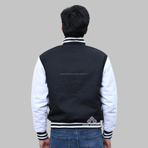 Veste universitaire en molleton de coton pour hommes, livraison rapide, col montant, veste enduite Letterman - Product Image 2