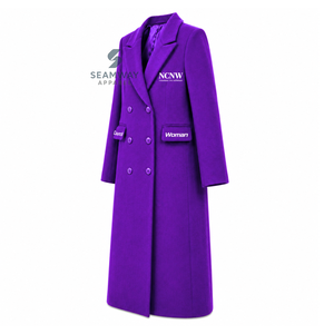 Manteau long croisé pour femme NCV Sorority, col à revers cranté, manches longues, coupe ajustée, brodé, vêtement d'extérieur formel - Product Image 3