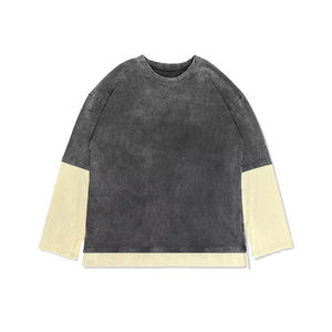 T-shirts vintage 100 % coton pour hommes, coupe courte, style streetwear décontracté, personnalisables avec logo, effet délavé à l'acide - Product Image 1