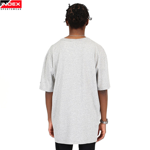 Camiseta de Manga Corta Oversize para Hombre INDEX, Color Gris, Cuello Redondo, Informal, de Algodón Jersey, Corte Sólido, Largo Extendido - Product Image 5