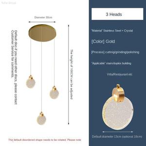 Lustre long en spirale duplex pour salon, villa creuse, hôtel postmoderne simple, lampe décorative en cristal LED - Product Image 6