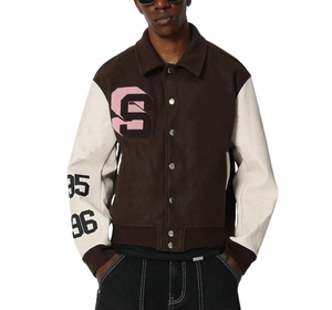 Vestes de baseball en laine personnalisées de haute qualité avec logo, manches en cuir, vestes de baseball pour hommes en taille plus, veste d'hiver pour hommes - Product Image 1