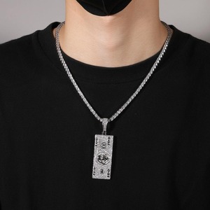 Chaîne de pull pour homme en laiton, style Hip Hop, avec pendentif dollar incrusté de cuivre, tendance rap, design original - Product Image 2