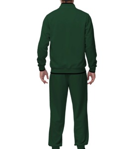 Chándal Verde Oscuro para Hombre, Cierre Completo, Cuello Alto, Estilo Deportivo Informal, con Bolsillos Laterales, para Otoño, Corte Regular, Color Sólido - Product Image 2