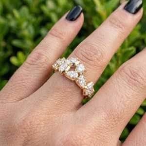 <b>Tree</b> <b>Branch</b> Dainty Multi Shapes Lab Grown Diamond Engagement Ring Wedding Party For Women's 18K Solid Gold Customize Jewelry - Product Image 5