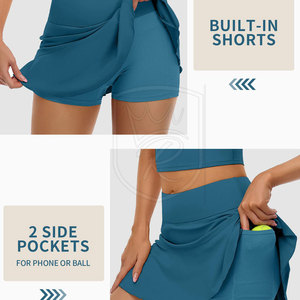 Women Tennis Skirt <b>Set</b> High Waist Pleated Skirt With Matching Sports Top Outfit Breathable Women Tennis Skirt <b>Set</b> - Product Image 5