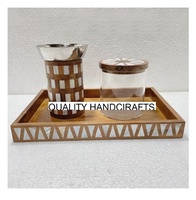 Vintage Arabischer Stil Ramadan Eid Hochzeitsgeschenk Akazienholz Perlmutt-Einlage Aluminium-Schüssel 1-teiliges Set Dessert-Servierschale Hochwertig