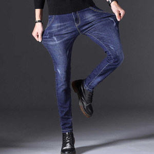 Jeans de mezclilla transpirables al por mayor ODM para hombre, pantalones ajustados tipo lápiz con estampado lavado a la piedra - Product Image 3