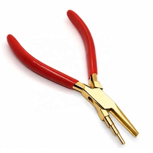 Alicates de conformado de 3 pasos con punta redonda y cóncava de 5.5 pulgadas para doblar alambre y hacer bucles, mango de vinilo, acero inoxidable - Product Image 1