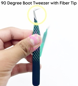 Professional High Volume Stainless Steel <b>DIY</b> Cluster Lash Extension Set Curved Tip Precision Durable Eyelash Tweezers - Product Image 5