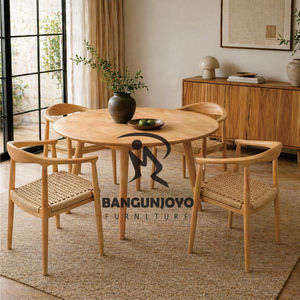 Modern Solid Teak Rectangle Slat Back <b>Bar</b> Chair Set with Eco-Friendly Design for Home <b>Bar</b> and Commercial Use - Product Image 2