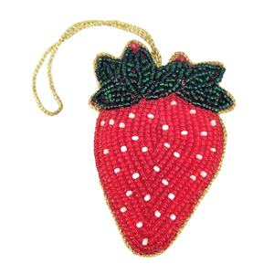 Amazing Offer on Handmade 9cm Long Beaded Strawberry Festive <b>Hanging</b> <b>Ornament</b> with Custom Options from Indian Manufacturer - Product Image 1