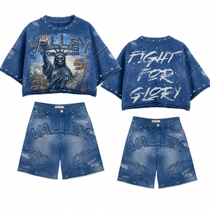 Conjunto Deportivo RMG Personalizado con Lavado Ácido, Estilo Informal, Transpirable, Pantalones Cortos Deportivos de Estilo Cuadrado para Hombre, Verano, Diseño Digital - Product Image 1