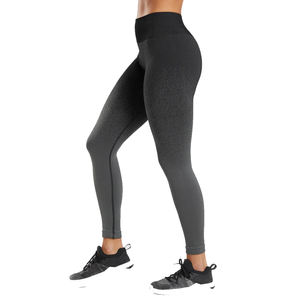 Leggings de Yoga Negros y Grises de Spandex/Nylon con Cintura Elástica, de Cintura Alta, Sin Costuras, de Secado Rápido, para Gimnasio y Fitness, Ropa Deportiva Personalizada OEM - Product Image 4