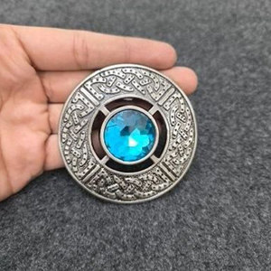 Broche Escocés de Kilt con Diseño de Cuadros y Piedras Variadas, Acabado Plateado Antiguo, 3 Pulgadas, Venta al por Mayor de Fábrica 2026 - Product Image 6