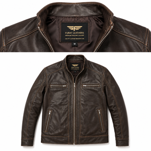 Veste bomber en cuir véritable imperméable pour homme, col montant, style streetwear, fermeture éclair, personnalisable OEM. - Product Image 5