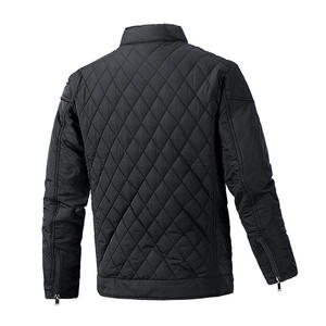 Veste matelassée légère pour homme à col montant, manteau d'hiver rembourré, fermeture éclair intégrale, bleu marine, vêtement d'extérieur décontracté, vente en gros personnalisée - Product Image 2