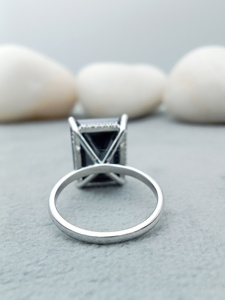 14K/18K oro blanco sólido negro Esmeralda forma laboratorio crecido 2.5CT diamante solitario anillo de compromiso clásico anillo de bodas joyería fina - Product Image 3