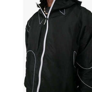Ensemble de survêtement 2 pièces pour homme, style streetwear, avec passepoil contrastant, veste à capuche et pantalon de jogging, tenue urbaine hip-hop - Product Image 4