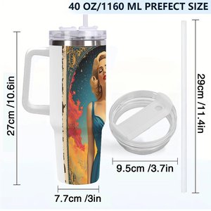 Stainless Steel Tumbler 40oz Insulated Travel Mug With Handle For <b>Coffee</b> Or Tea - Product Image 4