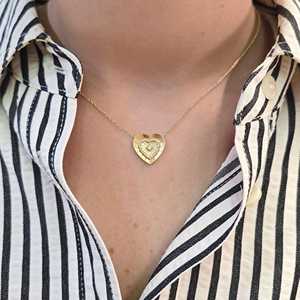 Collier pendentif cœur soleil en diamant, breloque diamant de laboratoire, collier superposable, usage quotidien, chaîne en or massif 14K 18K - Product Image 2