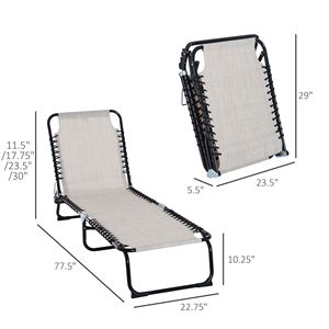 Lettino Chaise Longue Reclinabile in Rete Traspirante Color Crema dal Design Minimalista per Esterni, Ideale per Piscina - Massimo Relax - Product Image 3