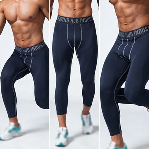 Legging de compression personnalisé pour homme avec coutures croisées, extensible dans quatre directions, léger, style Hip Hop, longueur au-dessus de la cheville, collant flexible - Product Image 6