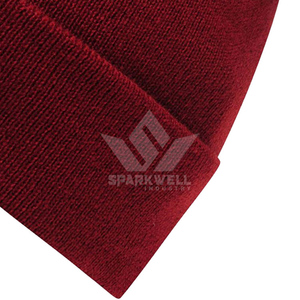 Gorro de Punto Acrílico Rojo Unisex, Color Sólido, con Borde, Estilo Casual para Adultos, Circunferencia de Cabeza 56-58CM - Product Image 4