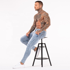 Jeans classiques bleus Super Fly en tissu, réparés et déchirés, pour hommes, coupe skinny, effet usé - Product Image 6