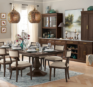 Buffet modulaire moderne en bois de mahogany massif avec vitrine double en verre, meuble de rangement pour salon - Product Image 2