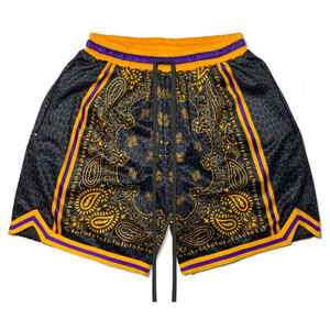 Shorts de basket vintage personnalisés pour hommes, style années 90, en maille orange et noire, avec éclairage bleu, pour jeunes, qualité supérieure, été - Product Image 3