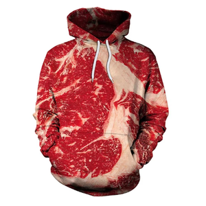 Sudadera Divertida con Estampado 3D de Carne Cruda para Hombre y Mujer, Sudadera con Capucha 100% Algodón con Bolsillo Delantero y Gráfico para Invierno - Product Image 6
