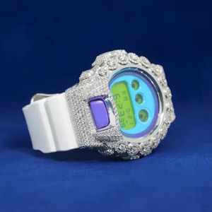 Reloj Digital de Lujo para Mujer con Bisel de Diamantes de Imitación, Correa de Plástico Blanca, Pantalla LED, Caja Cuadrada, Estilo Moderno - Product Image 3