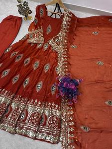 Conjunto de Salwar Kameez de Seda Bordada Color Marrón Indio, Vestido Anarkali con Dupatta, Ropa Étnica para Mujer, Traje de Fiesta y Boda - Product Image 5