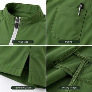 Uniforme Médico Personalizado para Hombre, Blusa con Cuello y Cierre de Cremallera, Corte Entallado, con Logotipo del Proveedor - Product Image 4
