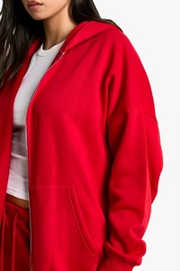 Wholesale Hot Selling Winter Knitted Custom Printed Oversize Zip Front Kangaroo Pocket Women's Hoodies Sweatshirts Drawstring - Product Image 6