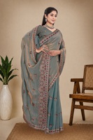 Saree Satin Fandy Desainer India Vexotrend untuk Wanita, Desain Patola yang Indah, Gaya Tradisional untuk Pesta Pernikahan, Bebas Kerut