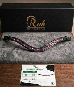 Diadema de Cuero de Lujo Personalizable Rub International con Brillantes Cristales Rosas Modelo 0786 - Product Image 1