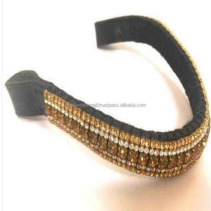 พลอยเทียมคริสตัลใส5แถวสีแดงและสีเงิน,ทำจากหนังสีดำประกายเพชรสายรัดคิ้ว - Product Image 2