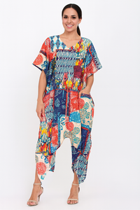 Kaftan en coton léger et aérien avec bordure en dentelle, imprimé floral vintage, coupe ample pour l'été et la plage - Product Image 5