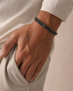 Pulsera de Cadena de Pirámide de Tungsteno con Baño de Rodio Negro para Hombre, Joyería de Estilo Minimalista - Product Image 2